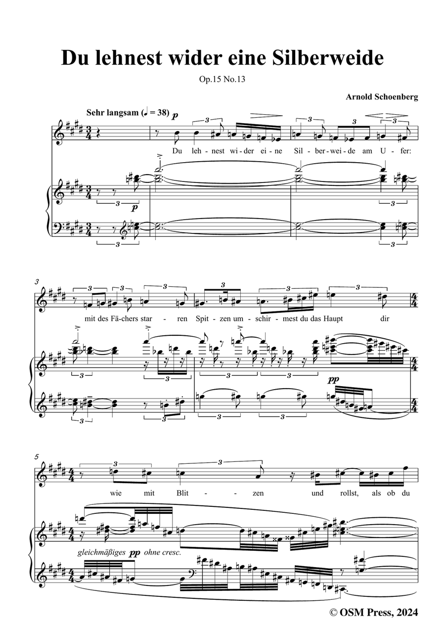 Schoenberg-Du lehnest wider eine Silberweide,in c sharp minor Piano, Vocal scores gallery preview page 3