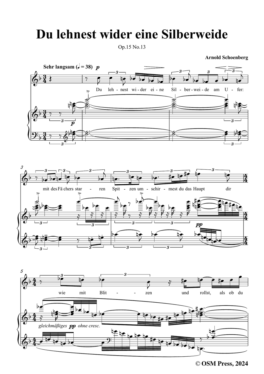 Schoenberg-Du lehnest wider eine Silberweide,in d minor Piano, Vocal scores gallery preview page 3