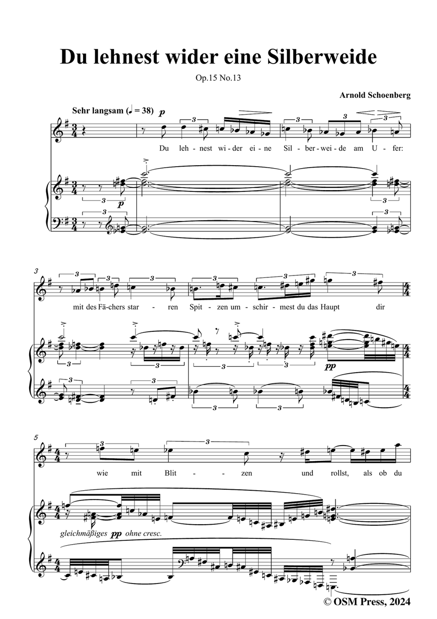 Schoenberg-Du lehnest wider eine Silberweide,in e minor Piano, Vocal scores gallery preview page 3