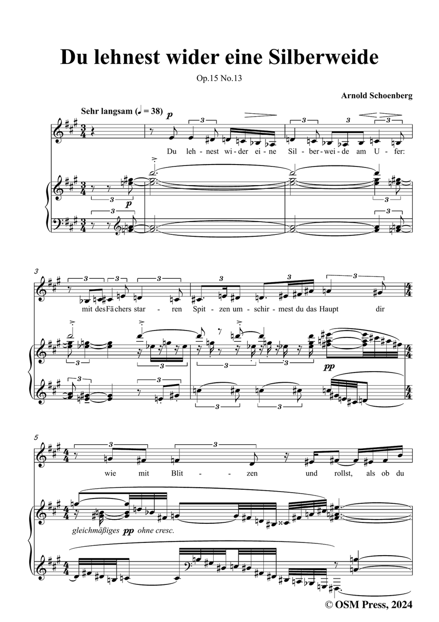 Schoenberg-Du lehnest wider eine Silberweide,in f sharp minor Piano, Vocal scores gallery preview page 3