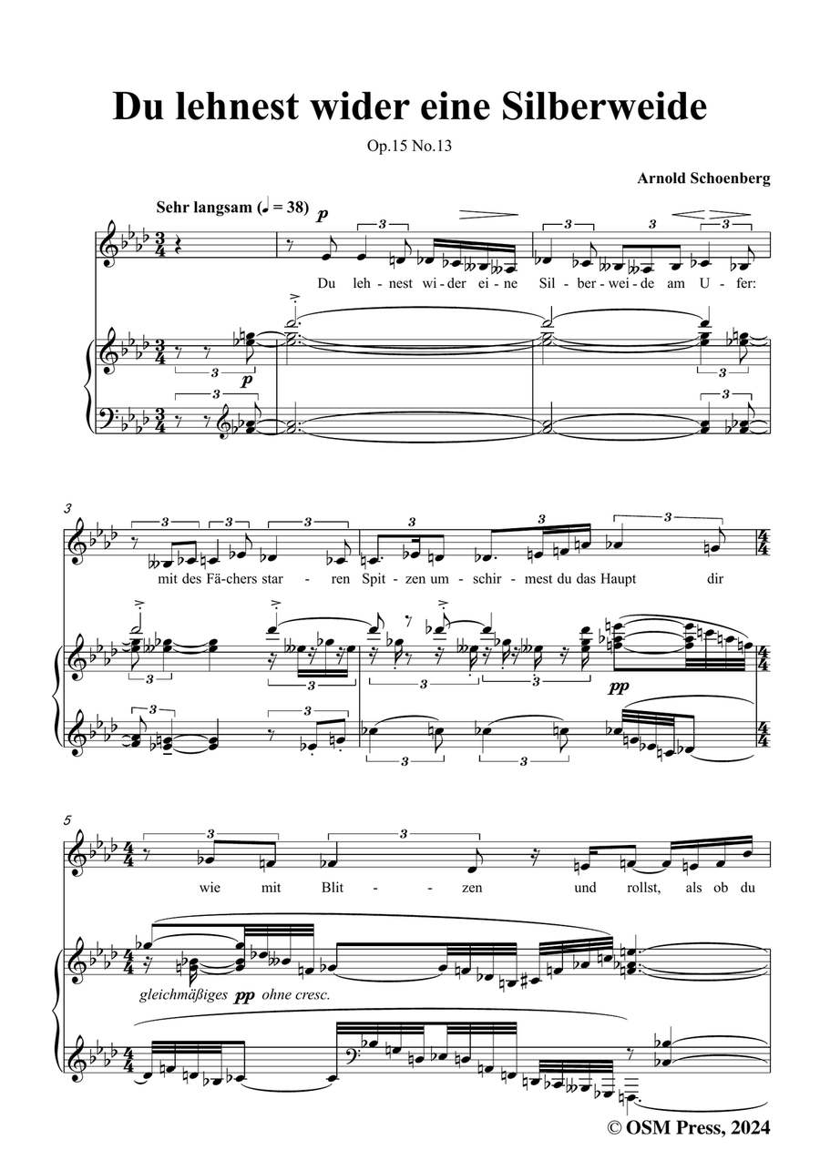 Schoenberg-Du lehnest wider eine Silberweide,in f minor Piano, Vocal scores gallery preview page 3