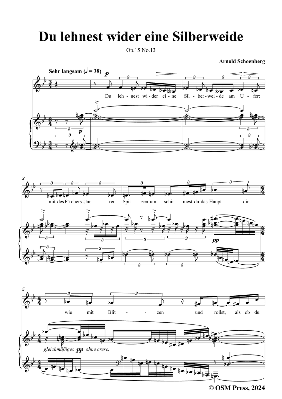 Schoenberg-Du lehnest wider eine Silberweide,in g minor Piano, Vocal scores gallery preview page 3