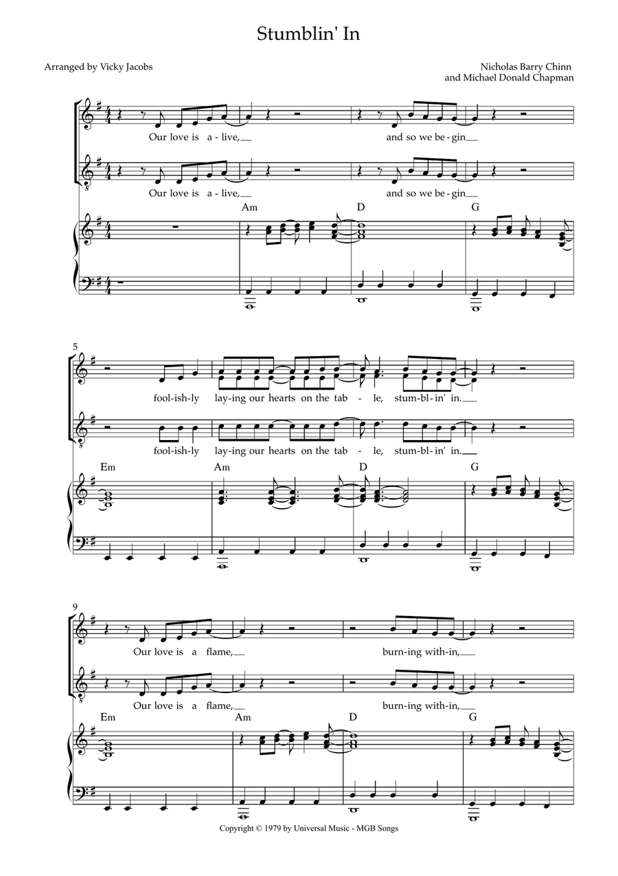 Stumblin' In Stumblin' In 3-Part scores gallery preview page 1