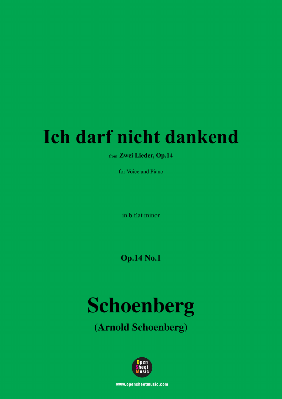 Schoenberg-Ich darf nicht dankend,in b flat minor Piano, Vocal scores gallery preview page 1