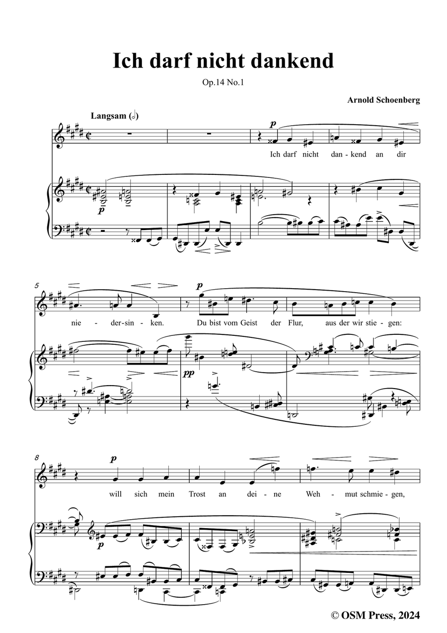 Schoenberg-Ich darf nicht dankend,in c sharp minor Piano, Vocal scores gallery preview page 3