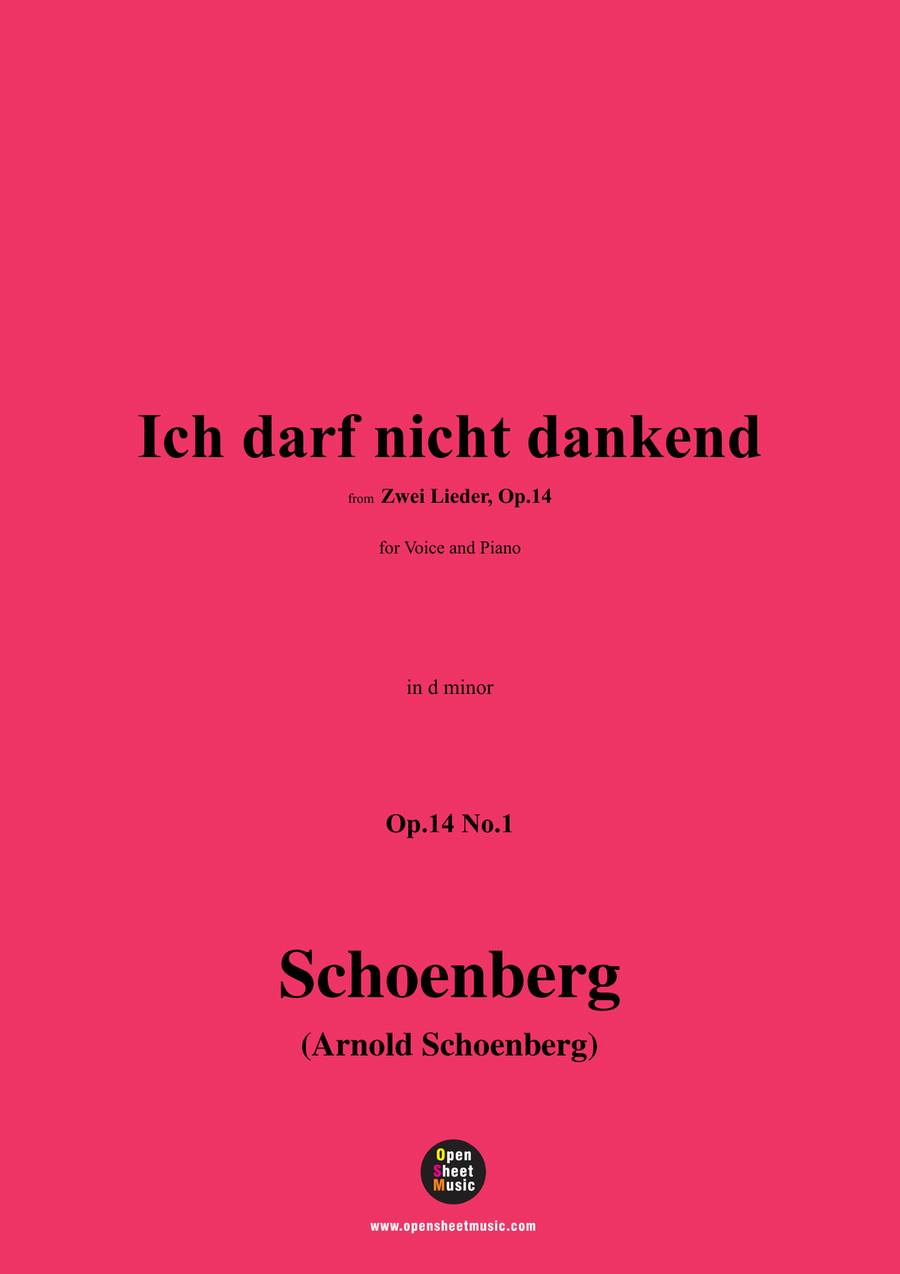 Schoenberg-Ich darf nicht dankend,in d minor Piano, Vocal scores gallery preview page 1