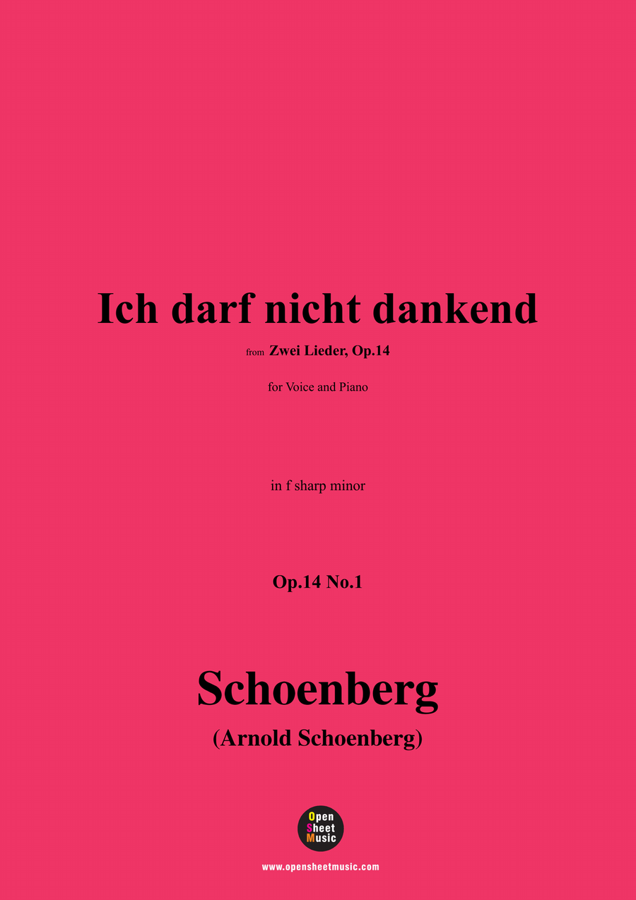 Schoenberg-Ich darf nicht dankend,in f sharp minor Piano, Vocal scores gallery preview page 1