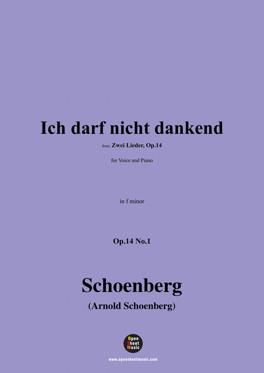 Schoenberg-Ich darf nicht dankend,in f minor Piano, Vocal scores gallery preview page 1