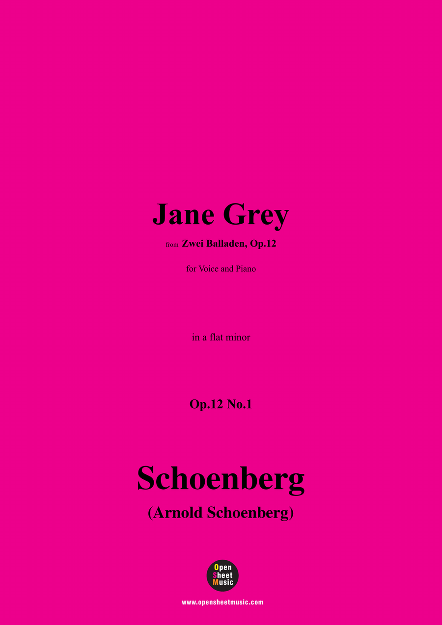 Schoenberg-Jane Grey,in a flat minor Piano, Vocal scores gallery preview page 1