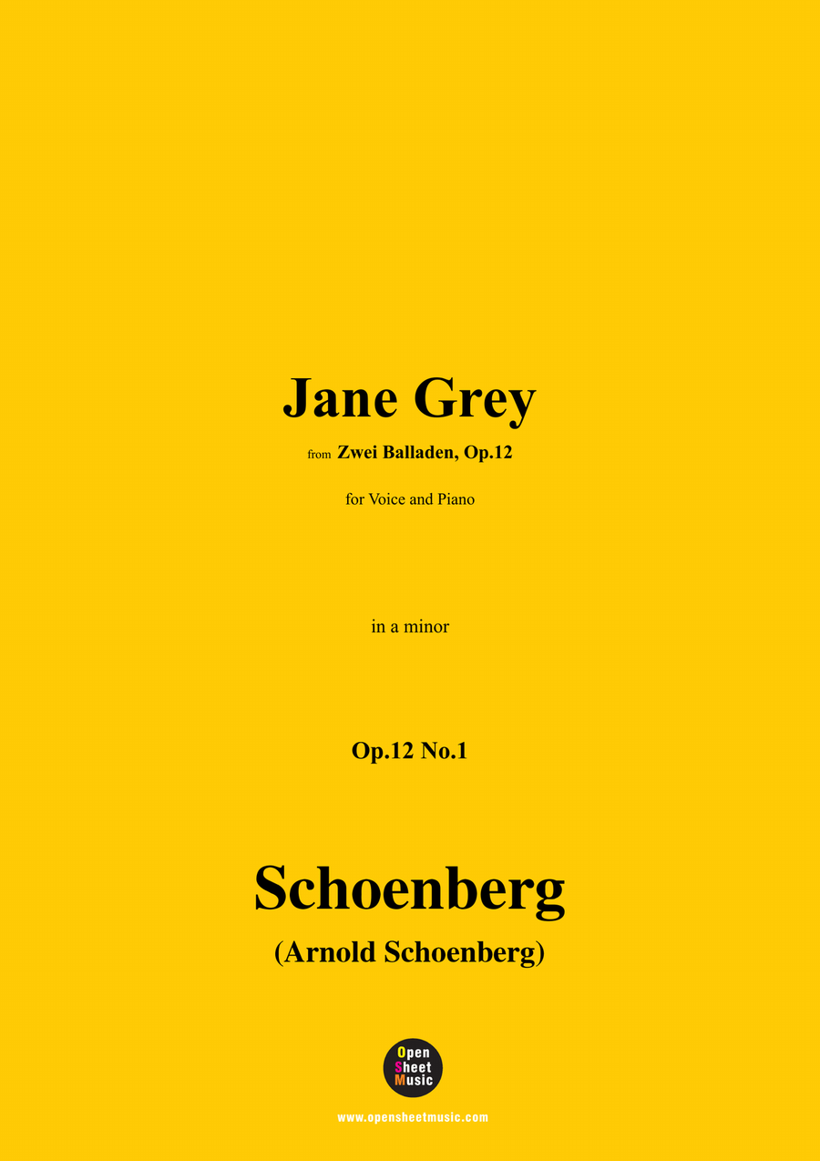 Schoenberg-Jane Grey,in a minor Piano, Vocal scores gallery preview page 1