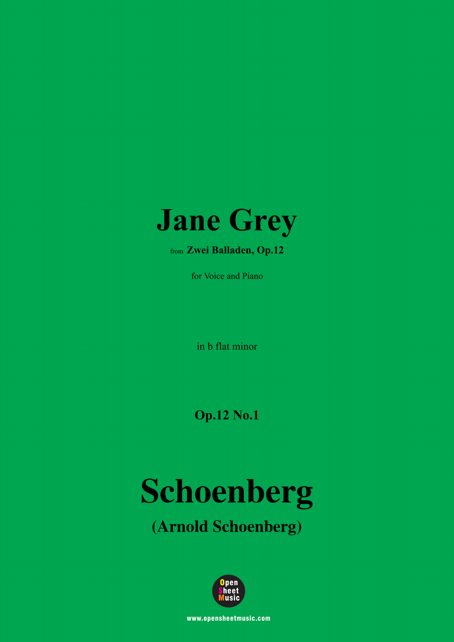 Schoenberg-Jane Grey,in b flat minor Piano, Vocal scores gallery preview page 1