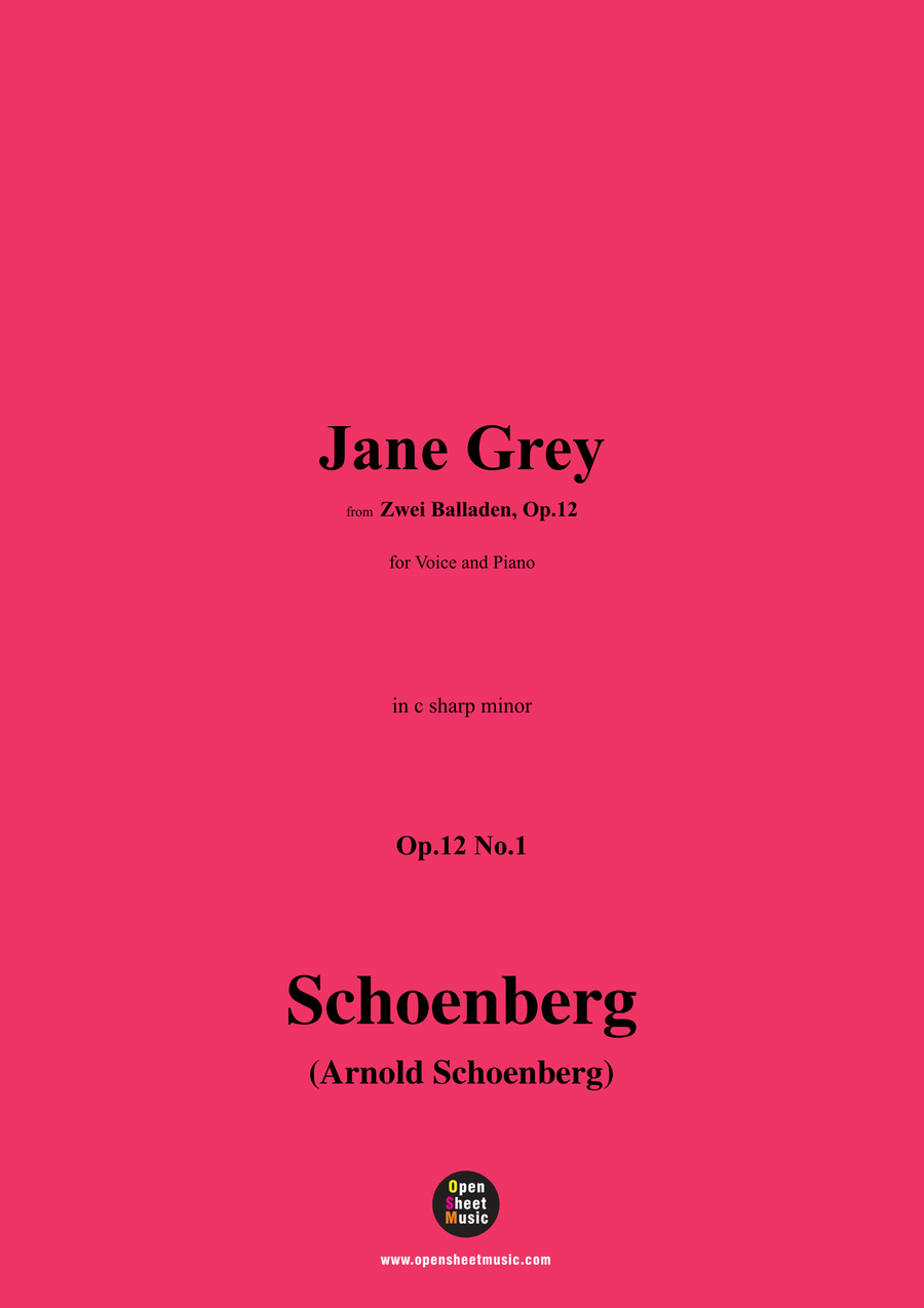 Schoenberg-Jane Grey,in c sharp minor Piano, Vocal scores gallery preview page 1