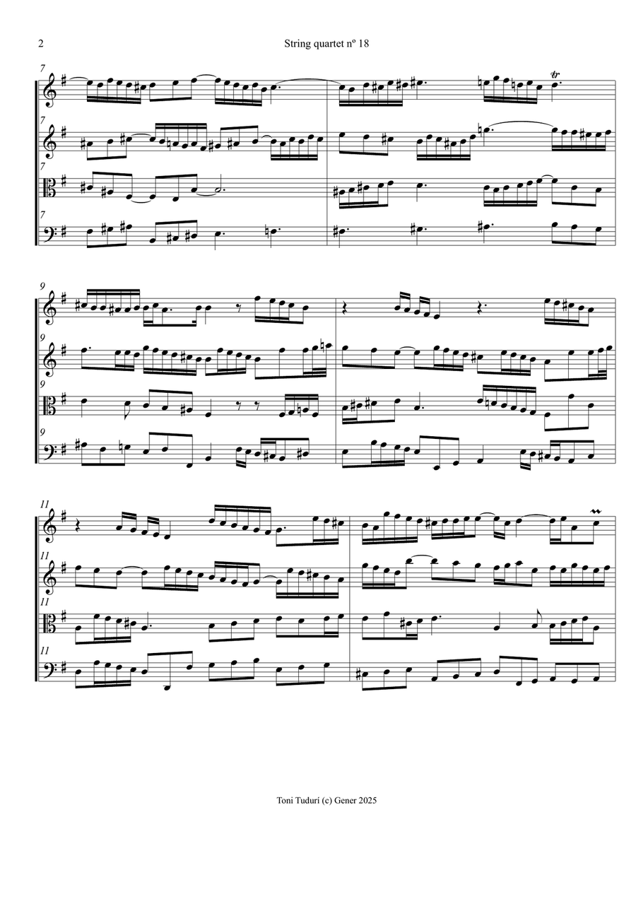String quartet nº18 (arrangement of Trio sonata BWV1039 of J.S.Bach) String Quartet scores gallery preview page 2