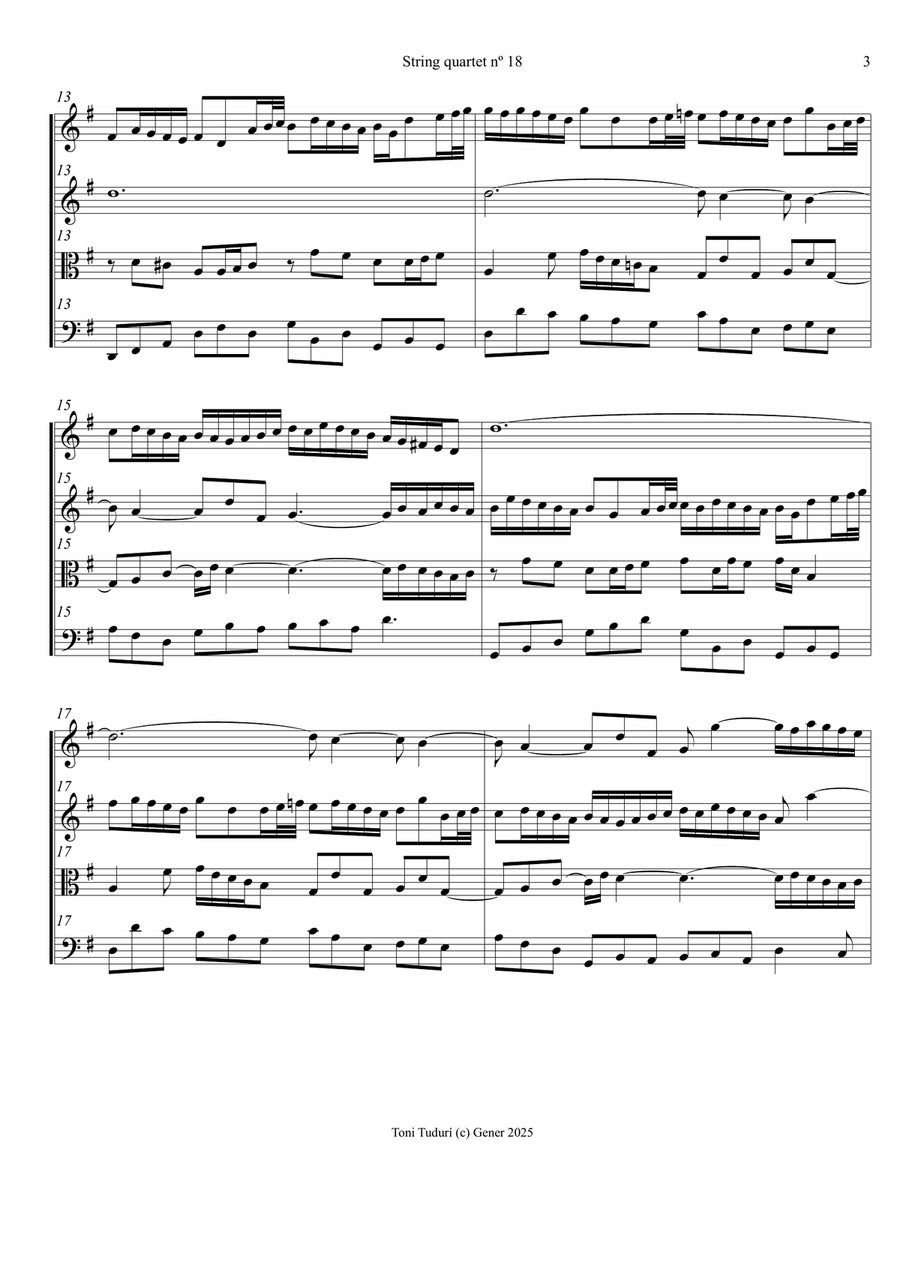 String quartet nº18 (arrangement of Trio sonata BWV1039 of J.S.Bach) String Quartet scores gallery preview page 3
