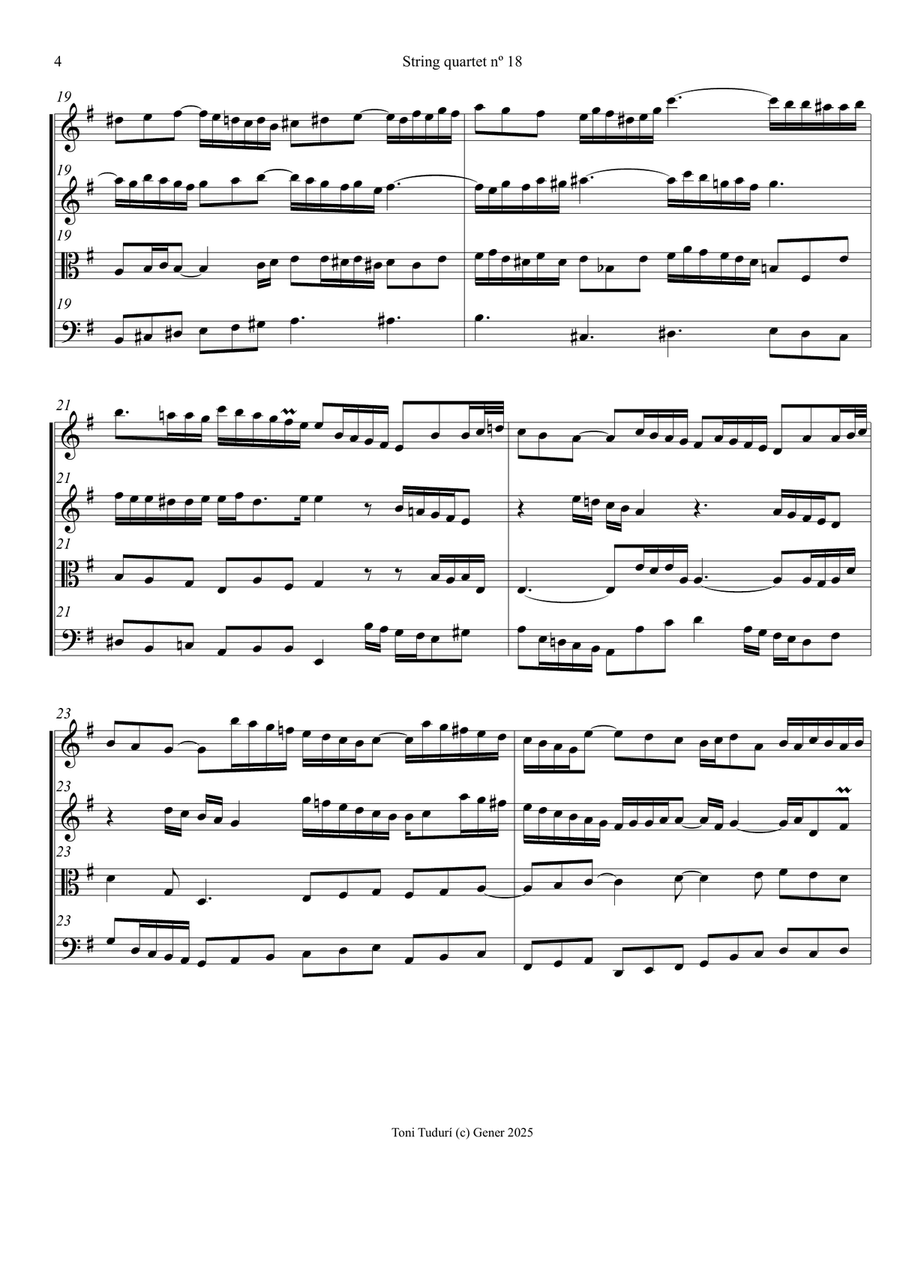 String quartet nº18 (arrangement of Trio sonata BWV1039 of J.S.Bach) String Quartet scores gallery preview page 4