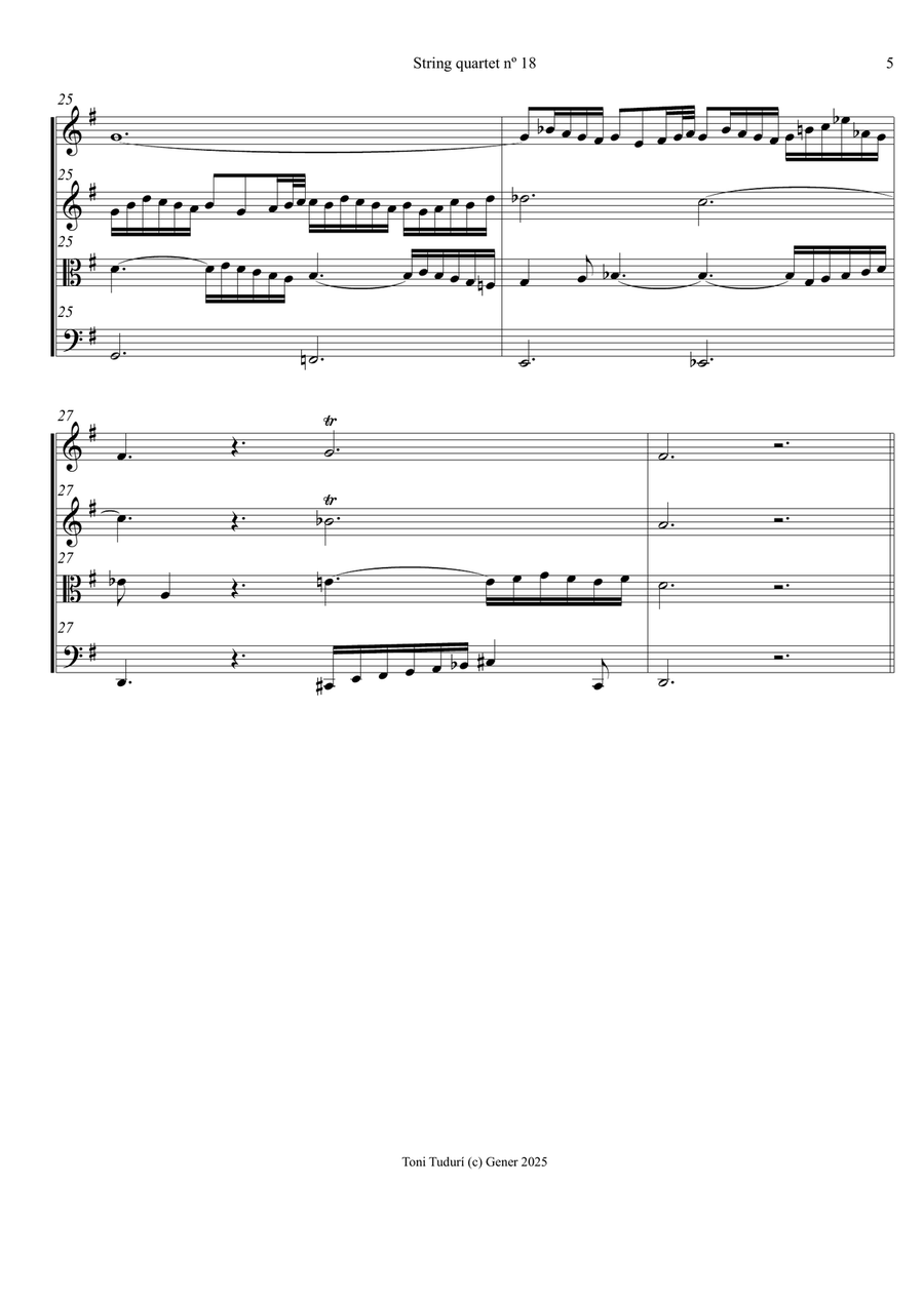 String quartet nº18 (arrangement of Trio sonata BWV1039 of J.S.Bach) String Quartet scores gallery preview page 5