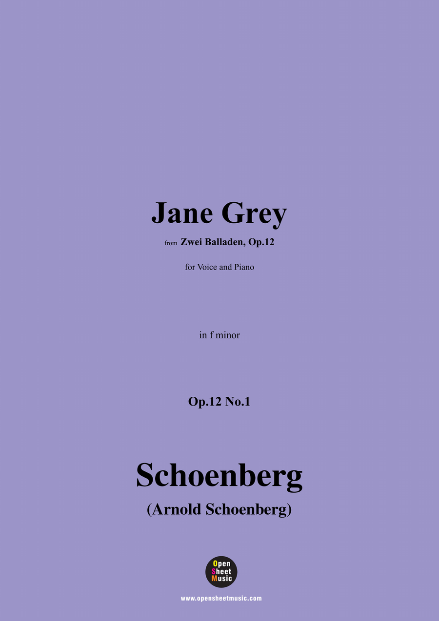 Schoenberg-Jane Grey,in f minor Piano, Vocal scores gallery preview page 1