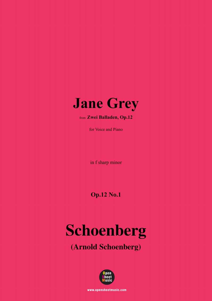 Schoenberg-Jane Grey,in f sharp minor Piano, Vocal scores gallery preview page 1