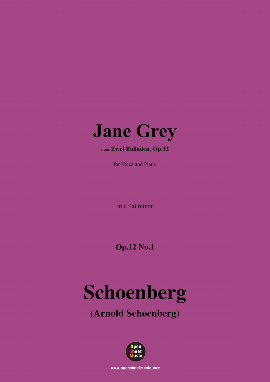 Schoenberg-Jane Grey,in e flat minor Piano, Vocal scores gallery preview page 1