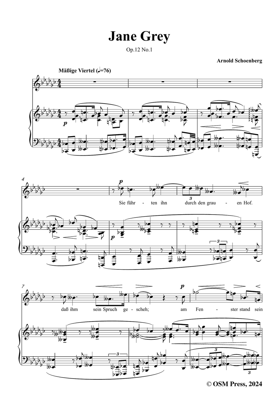 Schoenberg-Jane Grey,in e flat minor Piano, Vocal scores gallery preview page 3