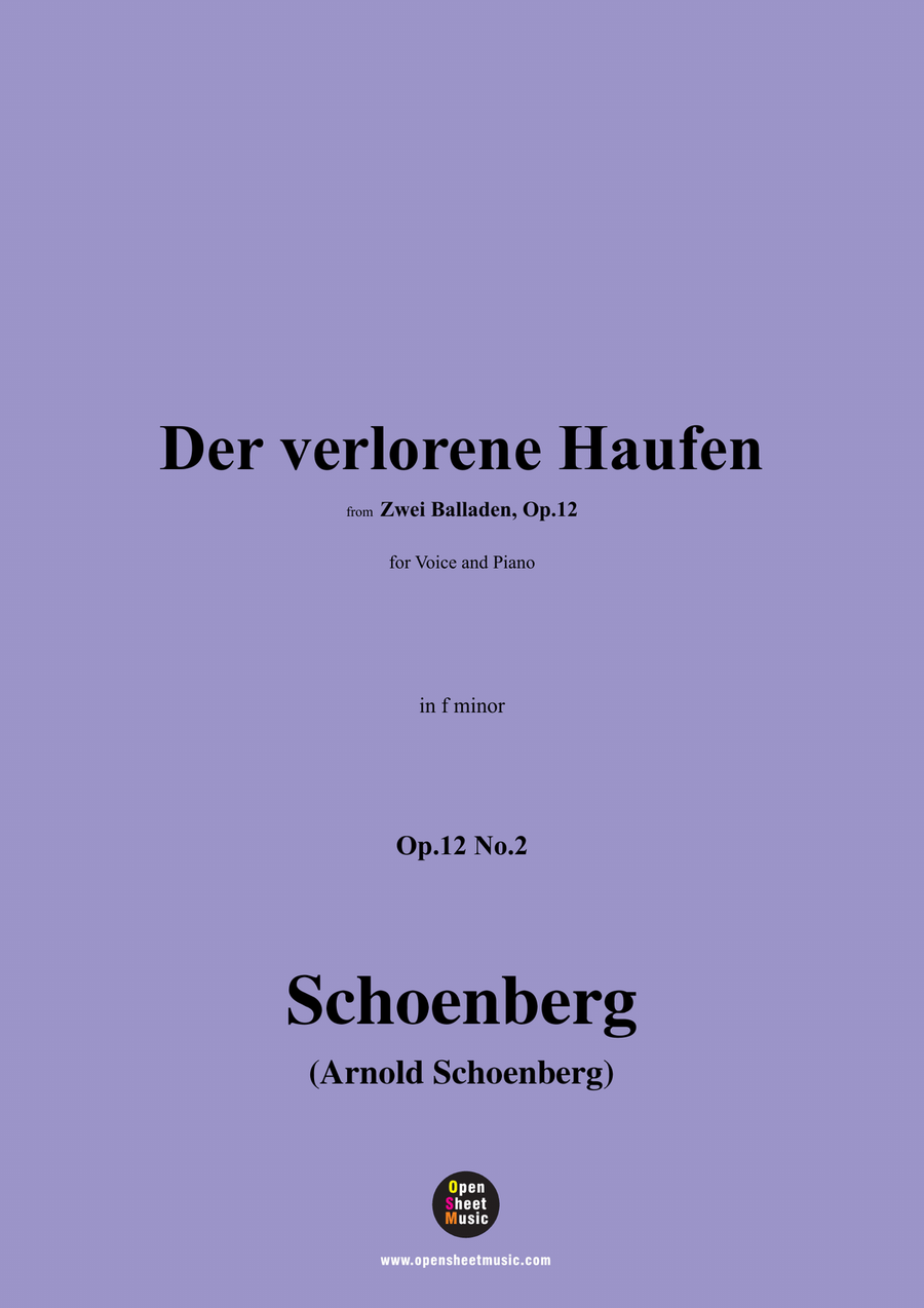 Schoenberg-Der verlorene Haufen,in f minor Piano, Vocal scores gallery preview page 1