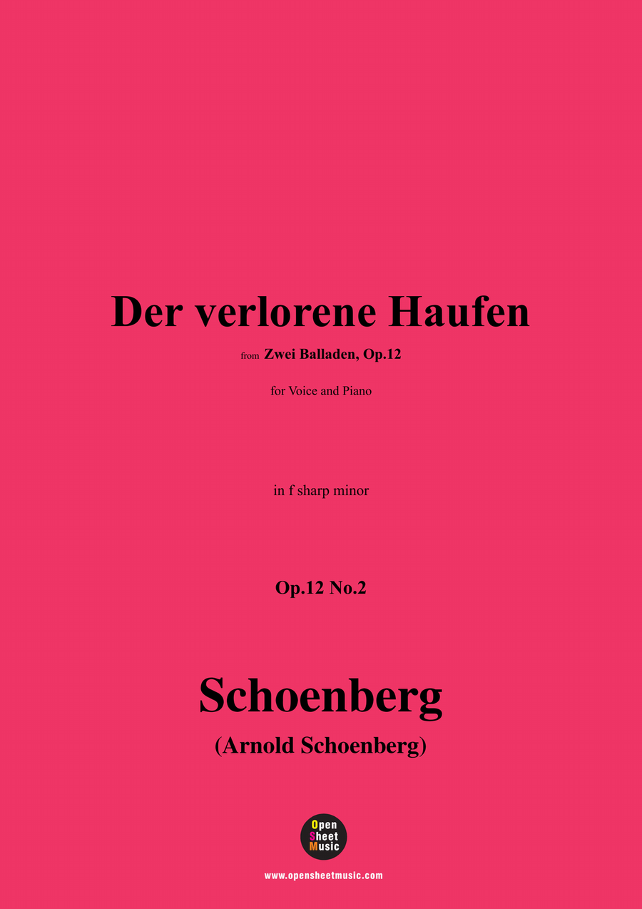 Schoenberg-Der verlorene Haufen,in f sharp minor Piano, Vocal scores gallery preview page 1