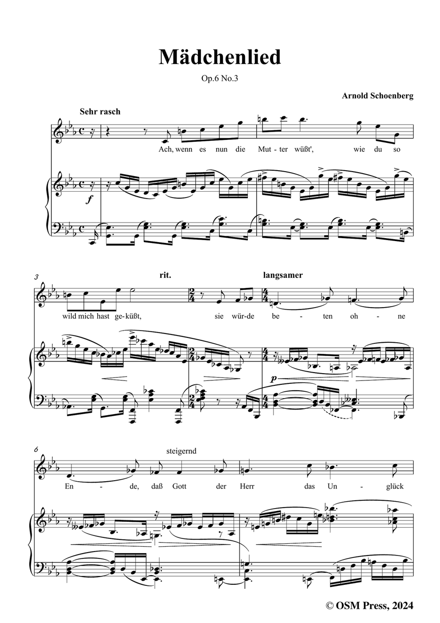 Schoenberg-Mädchenlied,in c minor Piano, Vocal scores gallery preview page 3