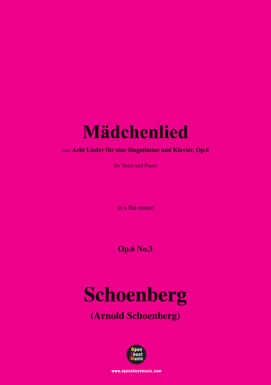 Schoenberg-Mädchenlied,in a flat minor Piano, Vocal scores gallery preview page 1