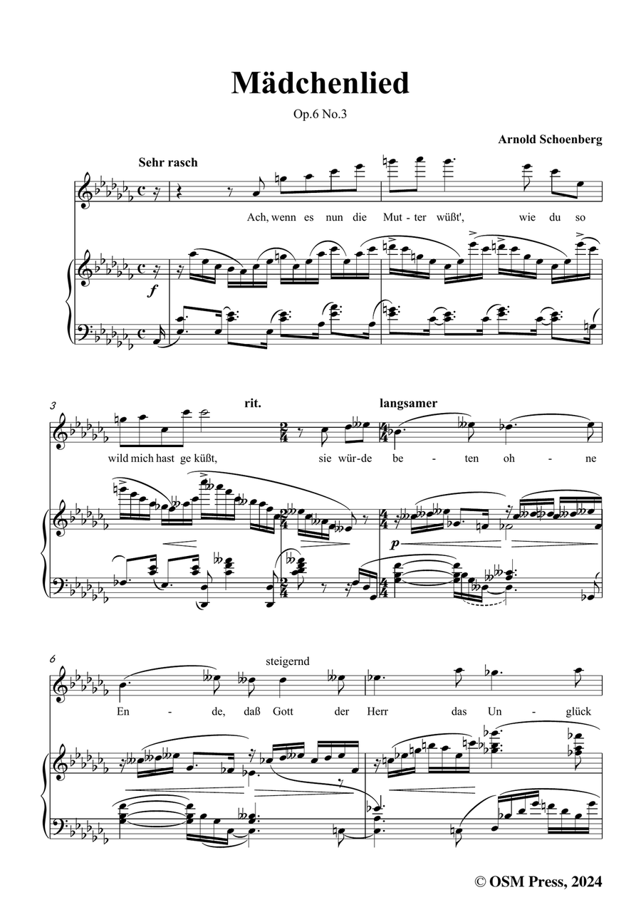 Schoenberg-Mädchenlied,in a flat minor Piano, Vocal scores gallery preview page 3