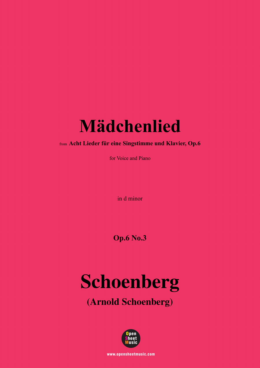 Schoenberg-Mädchenlied,in d minor Piano, Vocal scores gallery preview page 1