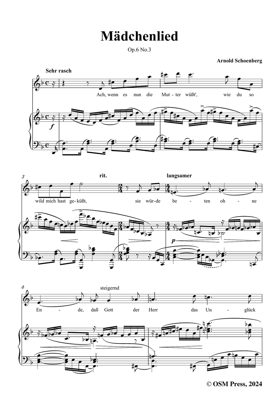 Schoenberg-Mädchenlied,in d minor Piano, Vocal scores gallery preview page 3