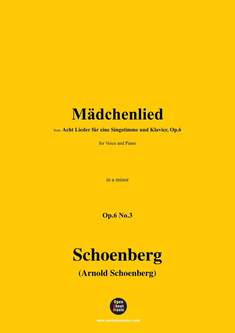 Schoenberg-Mädchenlied,in a minor Piano, Vocal scores gallery preview page 1