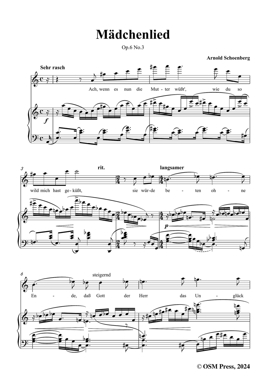 Schoenberg-Mädchenlied,in a minor Piano, Vocal scores gallery preview page 3