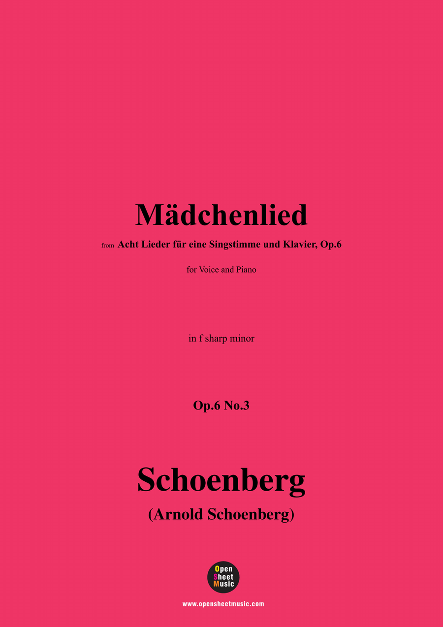 Schoenberg-Mädchenlied,in f sharp minor Piano, Vocal scores gallery preview page 1