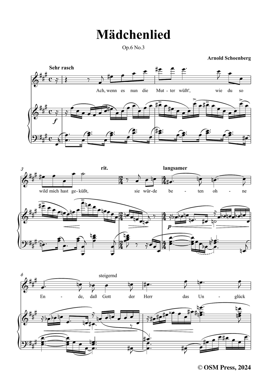 Schoenberg-Mädchenlied,in f sharp minor Piano, Vocal scores gallery preview page 3