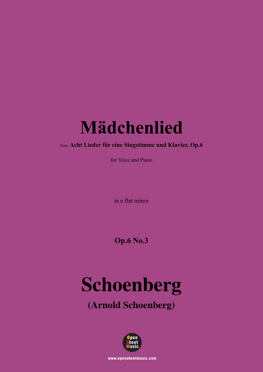 Schoenberg-Mädchenlied,in e flat minor Piano, Vocal scores gallery preview page 1