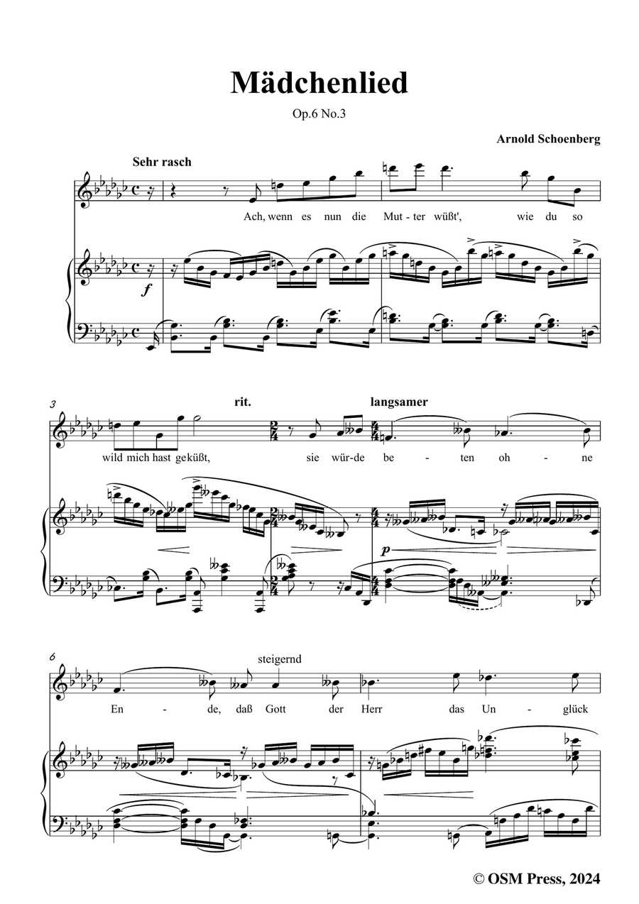 Schoenberg-Mädchenlied,in e flat minor Piano, Vocal scores gallery preview page 3