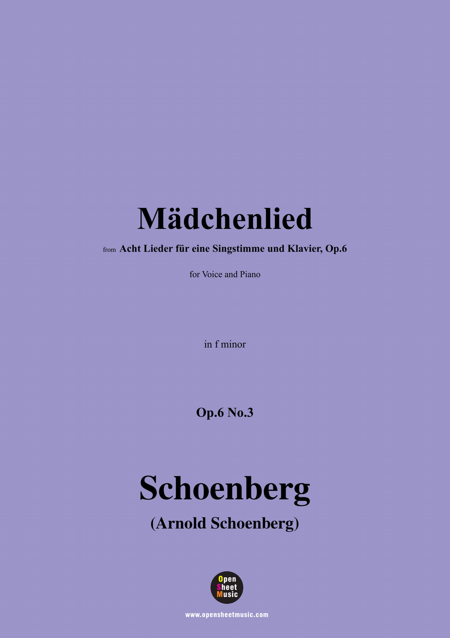 Schoenberg-Mädchenlied,in f minor Piano, Vocal scores gallery preview page 1