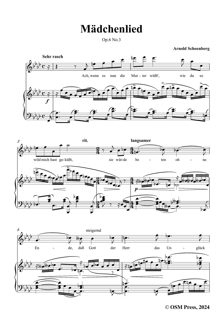 Schoenberg-Mädchenlied,in f minor Piano, Vocal scores gallery preview page 3