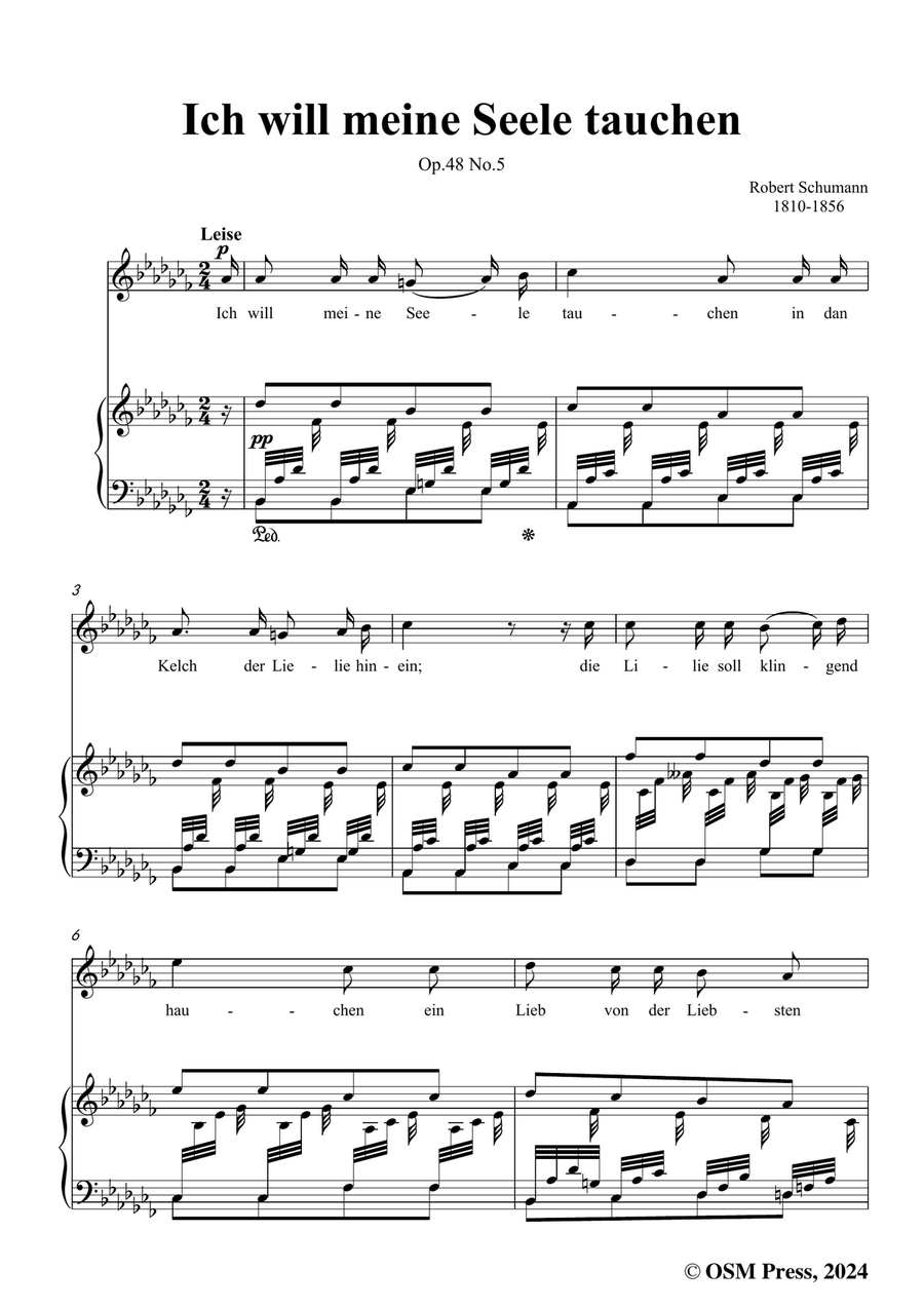 R. Schumann-Ich will meine Seele tauchen,in a flat minor Piano, Vocal scores gallery preview page 3