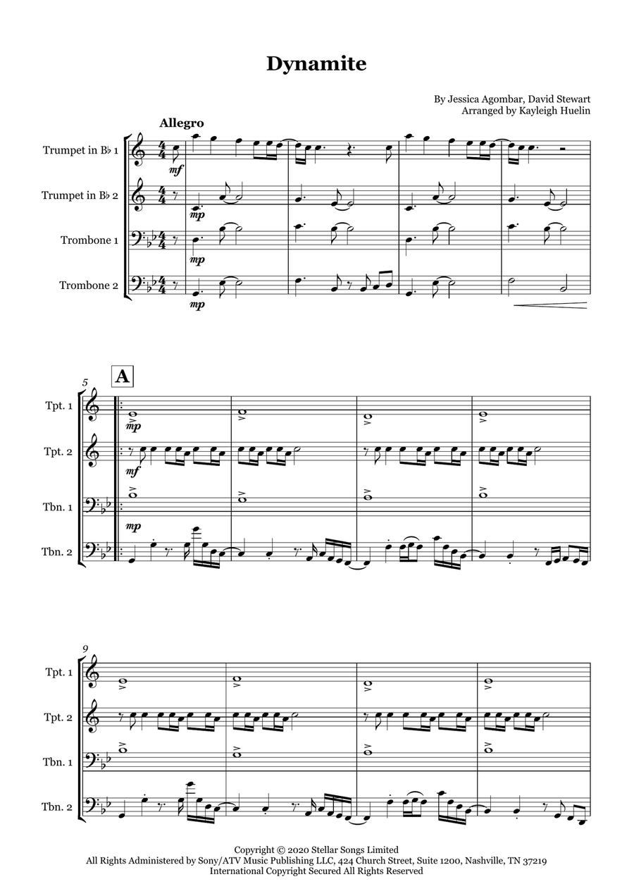Dynamite Dynamite Brass Quartet scores gallery preview page 1