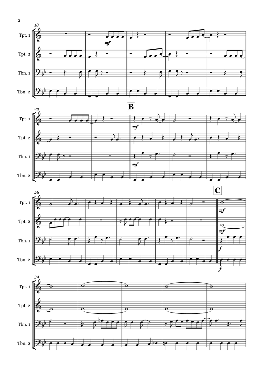 Everybody Needs Somebody To Love Brass Quartet scores gallery preview page 2