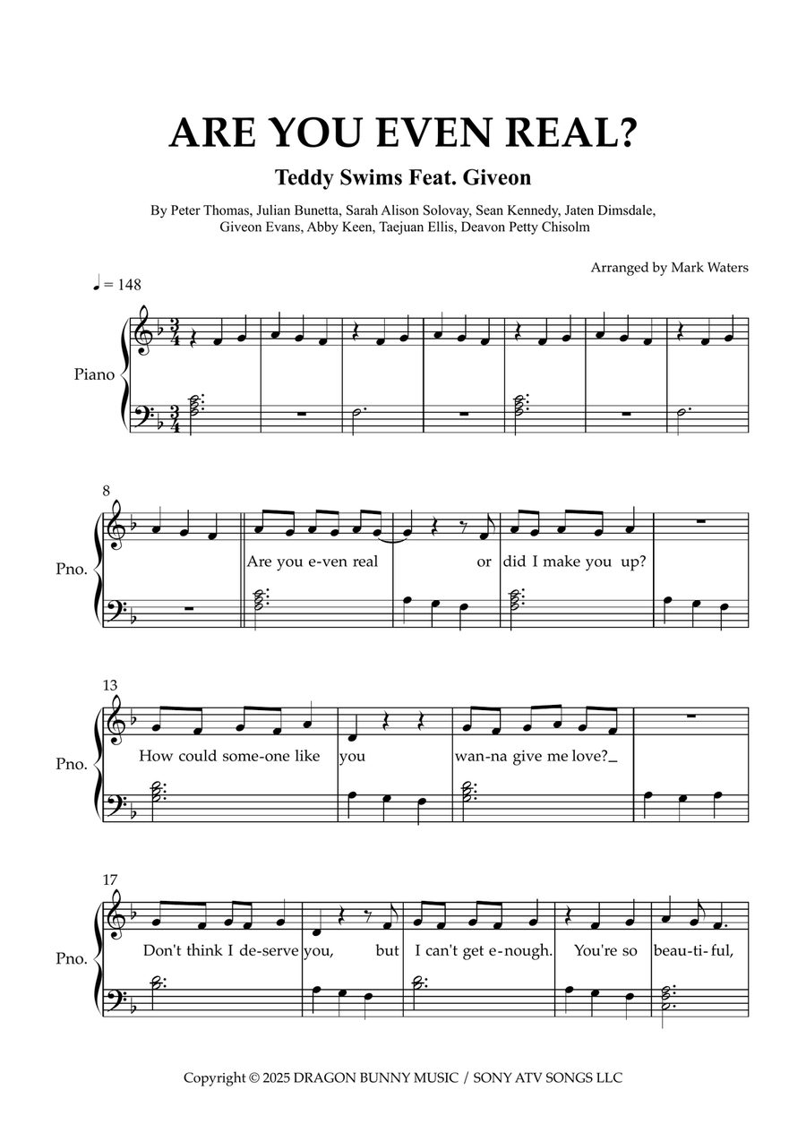 Are You Even Real Are You Even Real Easy Piano scores gallery preview page 1