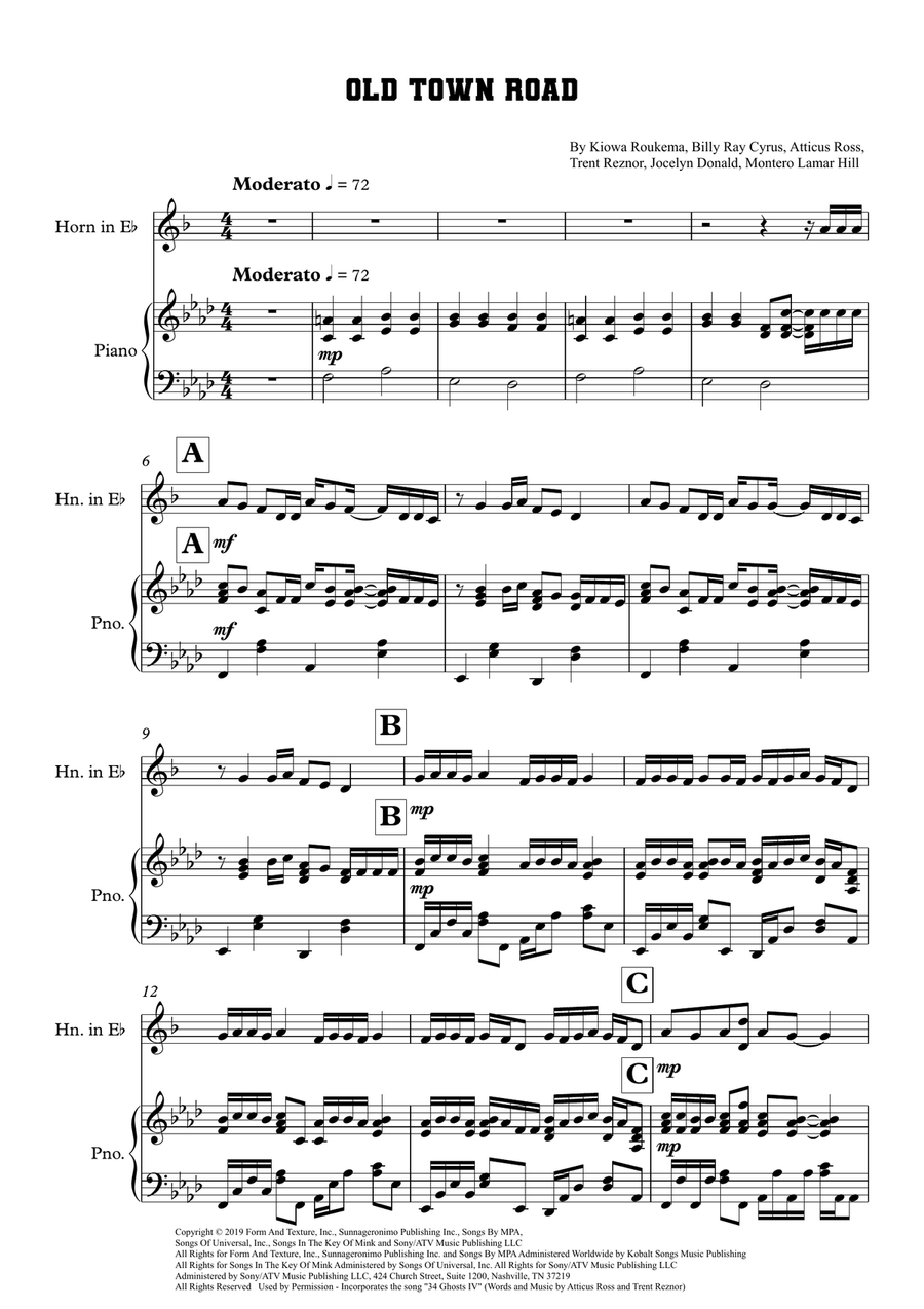 Old Town Road (Remix) Old Town Road (Remix) Horn scores gallery preview page 1