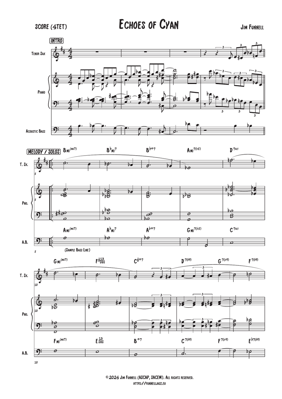 Echoes of Cyan (4tet) Jazz Ensemble scores gallery preview page 1
