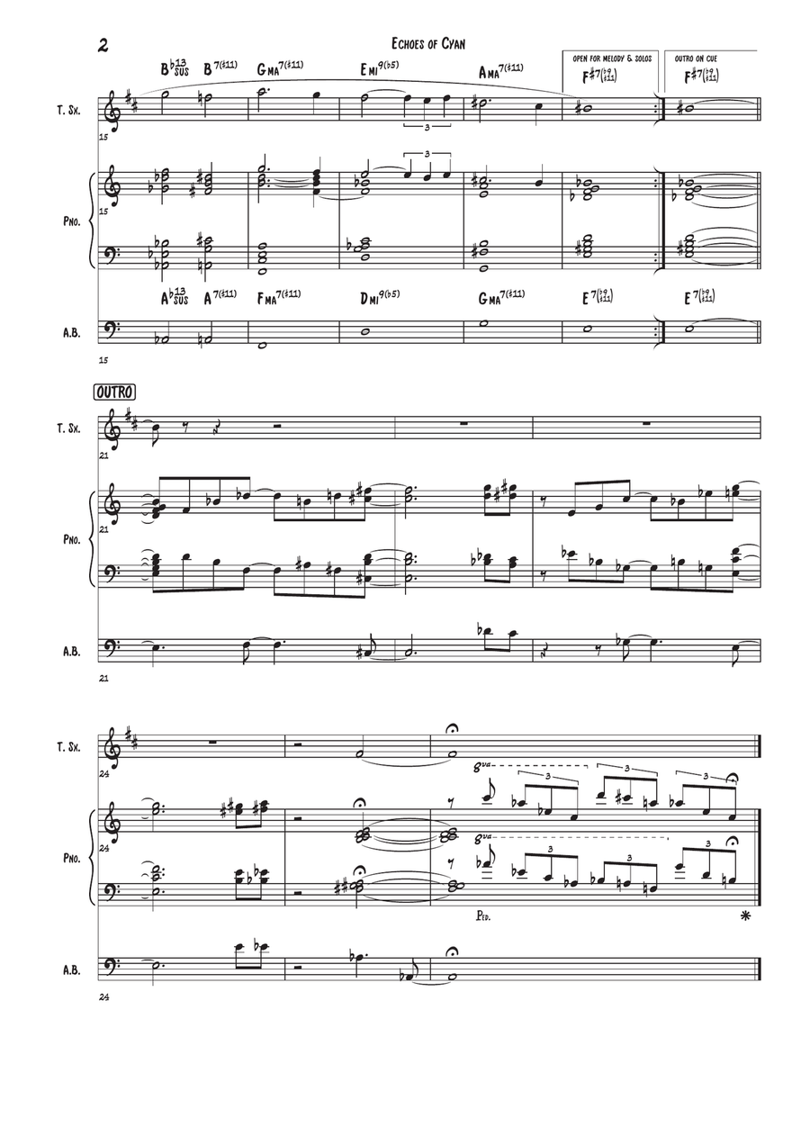 Echoes of Cyan (4tet) Jazz Ensemble scores gallery preview page 2