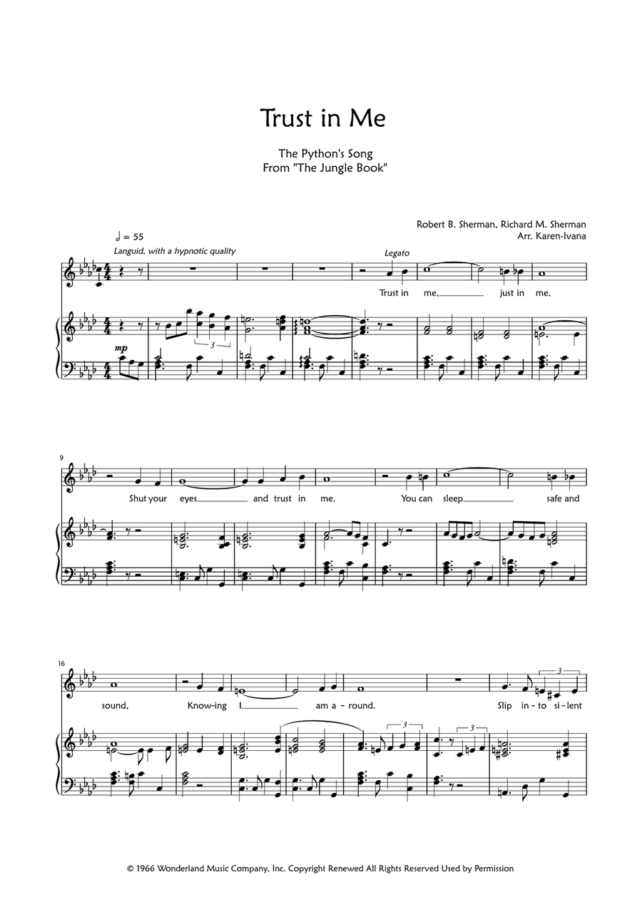 Trust In Me (The Python's Song) Piano, Vocal scores gallery preview page 1