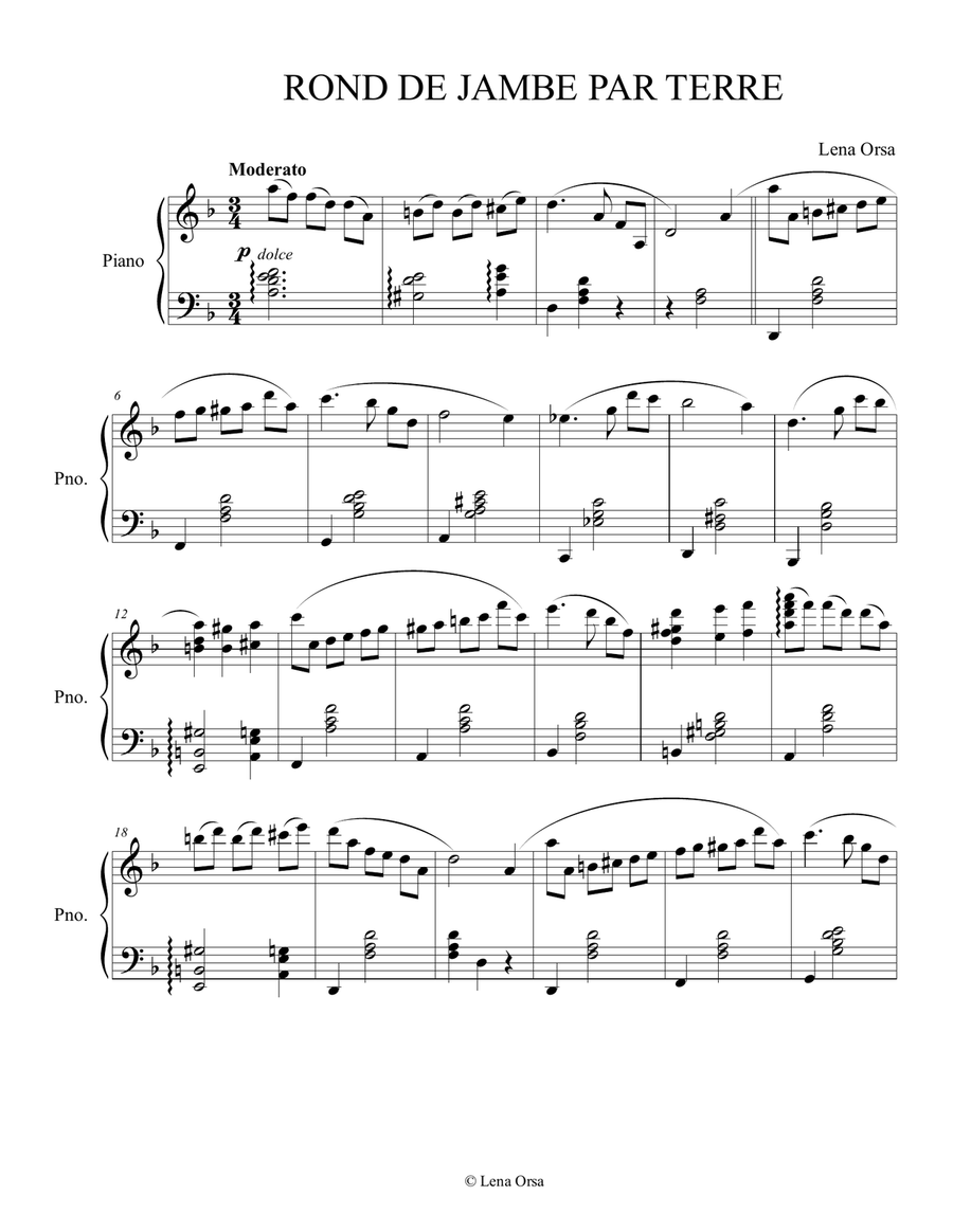 Rond de Jambe par Terre | Ballet Class Music Piano Method scores gallery preview page 1