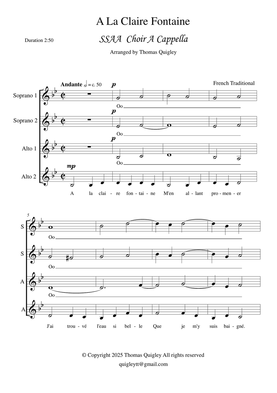 A La Claire Fontaine A La Claire Fontaine SSAA scores gallery preview page 2