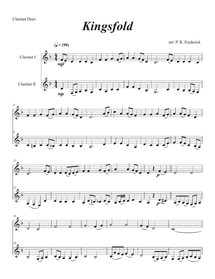 Kingsfold (Clarinet Duet) Clarinet Duet scores gallery preview page 1